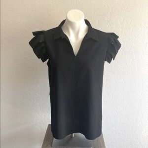 Black Ruffle Sleeve Women's Top